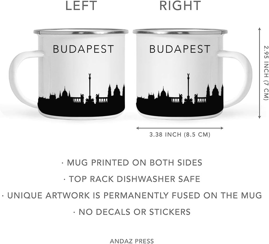 11oz. Tourist Travel Souvenir Stainless Steel Campfire Coffee Mug Gift, London Skyline, 1-Pack, Enamel Camping Cup Christmas Birthday Study Abroad Graduation, Includes Gift Box