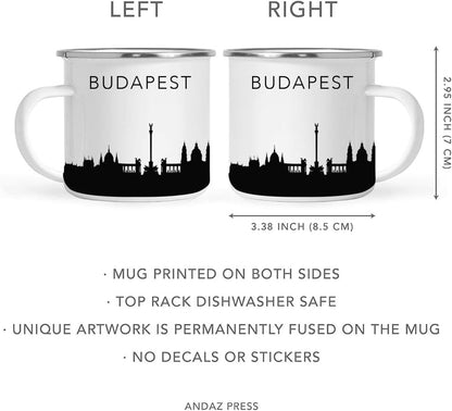 11oz. Tourist Travel Souvenir Stainless Steel Campfire Coffee Mug Gift, London Skyline, 1-Pack, Enamel Camping Cup Christmas Birthday Study Abroad Graduation, Includes Gift Box