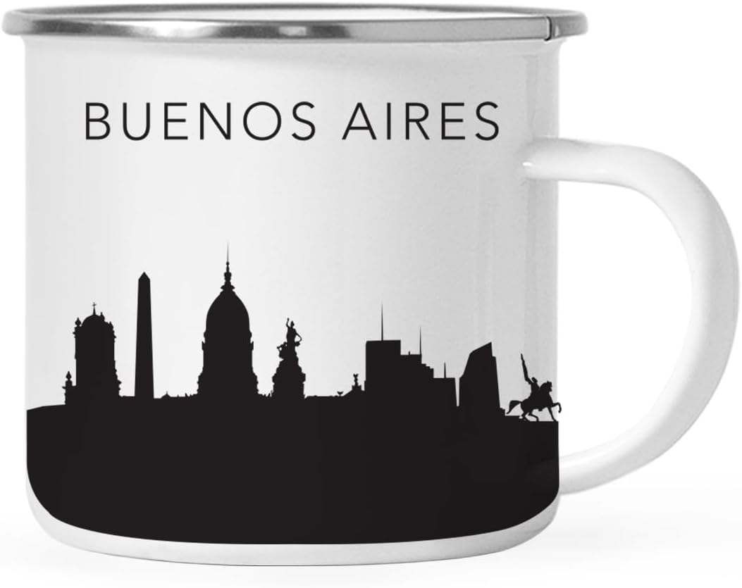 11oz. Tourist Travel Souvenir Stainless Steel Campfire Coffee Mug Gift, London Skyline, 1-Pack, Enamel Camping Cup Christmas Birthday Study Abroad Graduation, Includes Gift Box