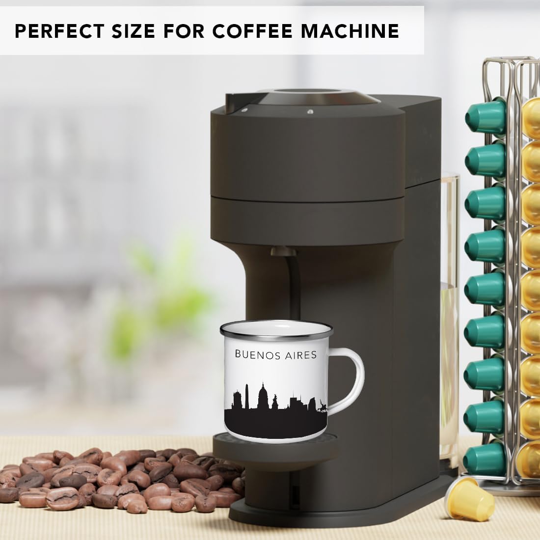 11oz. Tourist Travel Souvenir Stainless Steel Campfire Coffee Mug Gift, London Skyline, 1-Pack, Enamel Camping Cup Christmas Birthday Study Abroad Graduation, Includes Gift Box