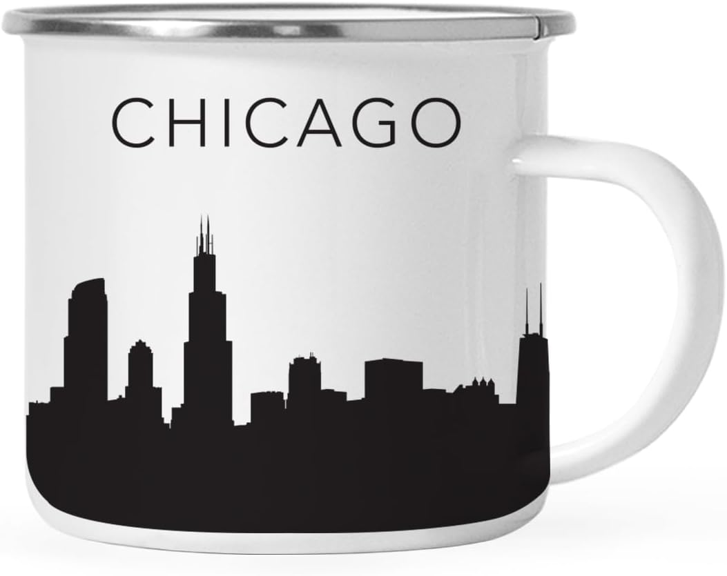 11oz. Tourist Travel Souvenir Stainless Steel Campfire Coffee Mug Gift, London Skyline, 1-Pack, Enamel Camping Cup Christmas Birthday Study Abroad Graduation, Includes Gift Box