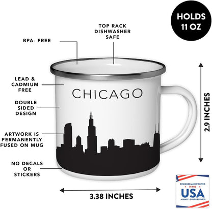 11oz. Tourist Travel Souvenir Stainless Steel Campfire Coffee Mug Gift, London Skyline, 1-Pack, Enamel Camping Cup Christmas Birthday Study Abroad Graduation, Includes Gift Box