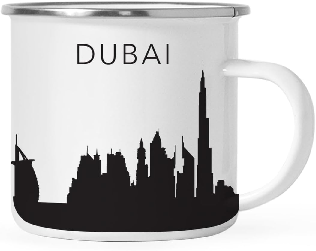 11oz. Tourist Travel Souvenir Stainless Steel Campfire Coffee Mug Gift, London Skyline, 1-Pack, Enamel Camping Cup Christmas Birthday Study Abroad Graduation, Includes Gift Box