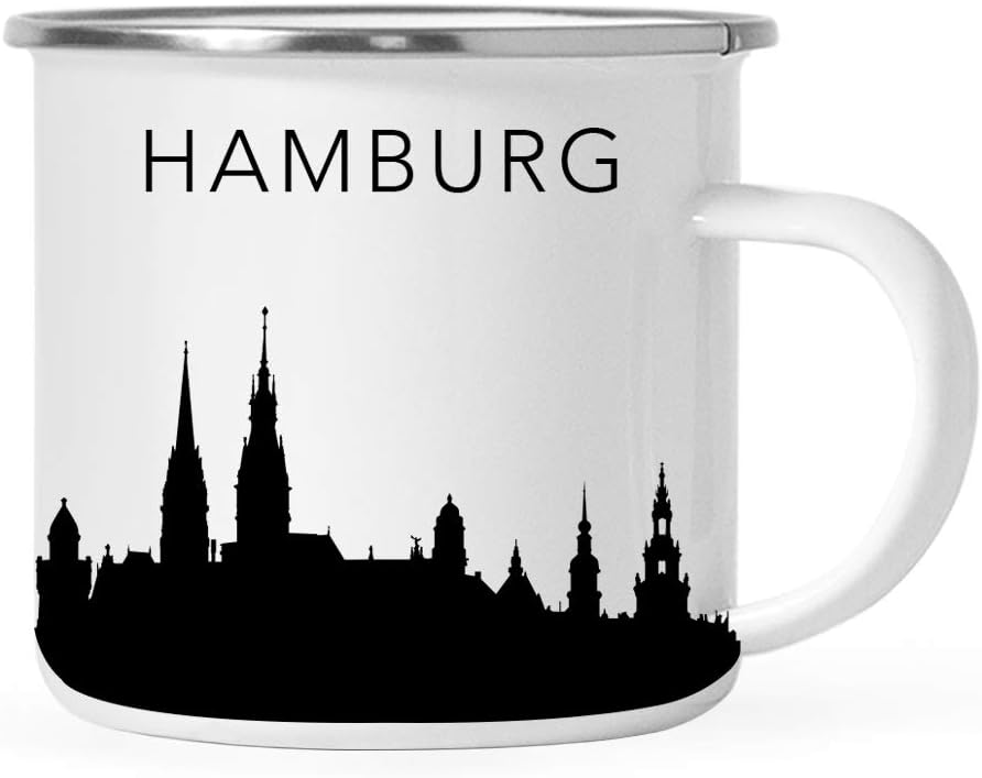 11oz. Tourist Travel Souvenir Stainless Steel Campfire Coffee Mug Gift, London Skyline, 1-Pack, Enamel Camping Cup Christmas Birthday Study Abroad Graduation, Includes Gift Box