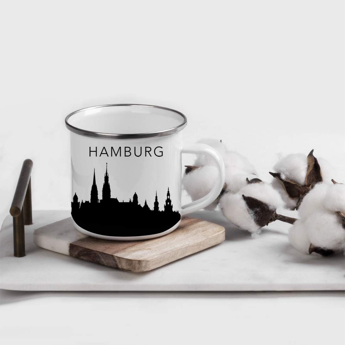 11oz. Tourist Travel Souvenir Stainless Steel Campfire Coffee Mug Gift, London Skyline, 1-Pack, Enamel Camping Cup Christmas Birthday Study Abroad Graduation, Includes Gift Box