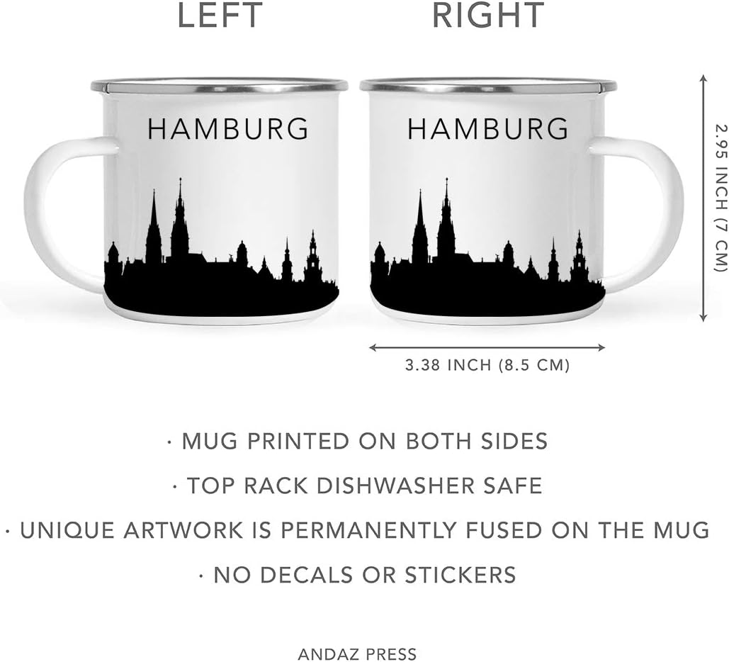 11oz. Tourist Travel Souvenir Stainless Steel Campfire Coffee Mug Gift, London Skyline, 1-Pack, Enamel Camping Cup Christmas Birthday Study Abroad Graduation, Includes Gift Box