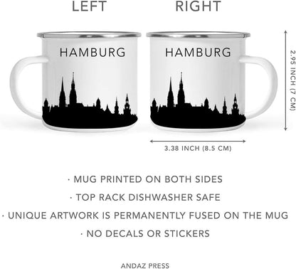 11oz. Tourist Travel Souvenir Stainless Steel Campfire Coffee Mug Gift, London Skyline, 1-Pack, Enamel Camping Cup Christmas Birthday Study Abroad Graduation, Includes Gift Box