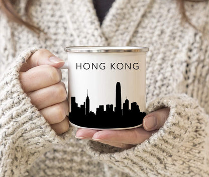11oz. Tourist Travel Souvenir Stainless Steel Campfire Coffee Mug Gift, London Skyline, 1-Pack, Enamel Camping Cup Christmas Birthday Study Abroad Graduation, Includes Gift Box