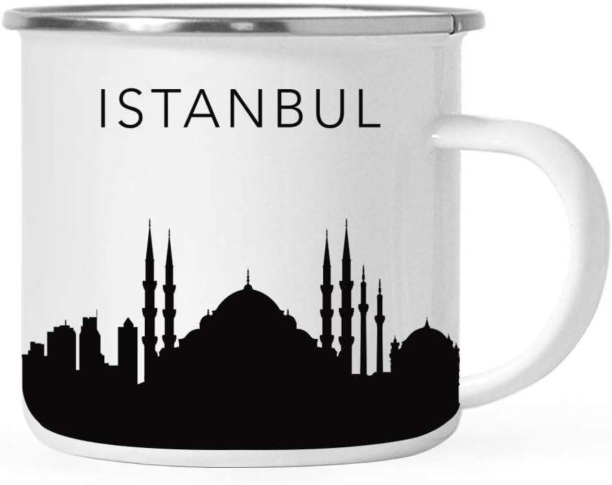 11oz. Tourist Travel Souvenir Stainless Steel Campfire Coffee Mug Gift, London Skyline, 1-Pack, Enamel Camping Cup Christmas Birthday Study Abroad Graduation, Includes Gift Box