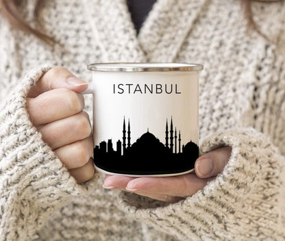 11oz. Tourist Travel Souvenir Stainless Steel Campfire Coffee Mug Gift, London Skyline, 1-Pack, Enamel Camping Cup Christmas Birthday Study Abroad Graduation, Includes Gift Box