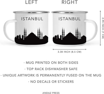 11oz. Tourist Travel Souvenir Stainless Steel Campfire Coffee Mug Gift, London Skyline, 1-Pack, Enamel Camping Cup Christmas Birthday Study Abroad Graduation, Includes Gift Box