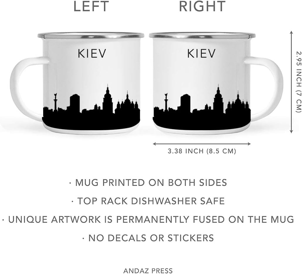 11oz. Tourist Travel Souvenir Stainless Steel Campfire Coffee Mug Gift, London Skyline, 1-Pack, Enamel Camping Cup Christmas Birthday Study Abroad Graduation, Includes Gift Box