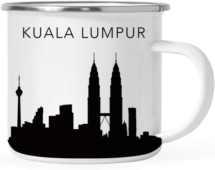 11oz. Tourist Travel Souvenir Stainless Steel Campfire Coffee Mug Gift, London Skyline, 1-Pack, Enamel Camping Cup Christmas Birthday Study Abroad Graduation, Includes Gift Box