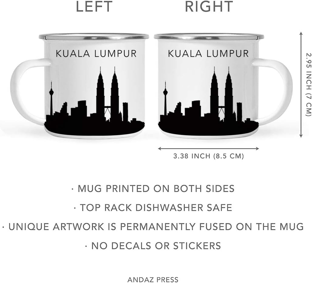 11oz. Tourist Travel Souvenir Stainless Steel Campfire Coffee Mug Gift, London Skyline, 1-Pack, Enamel Camping Cup Christmas Birthday Study Abroad Graduation, Includes Gift Box
