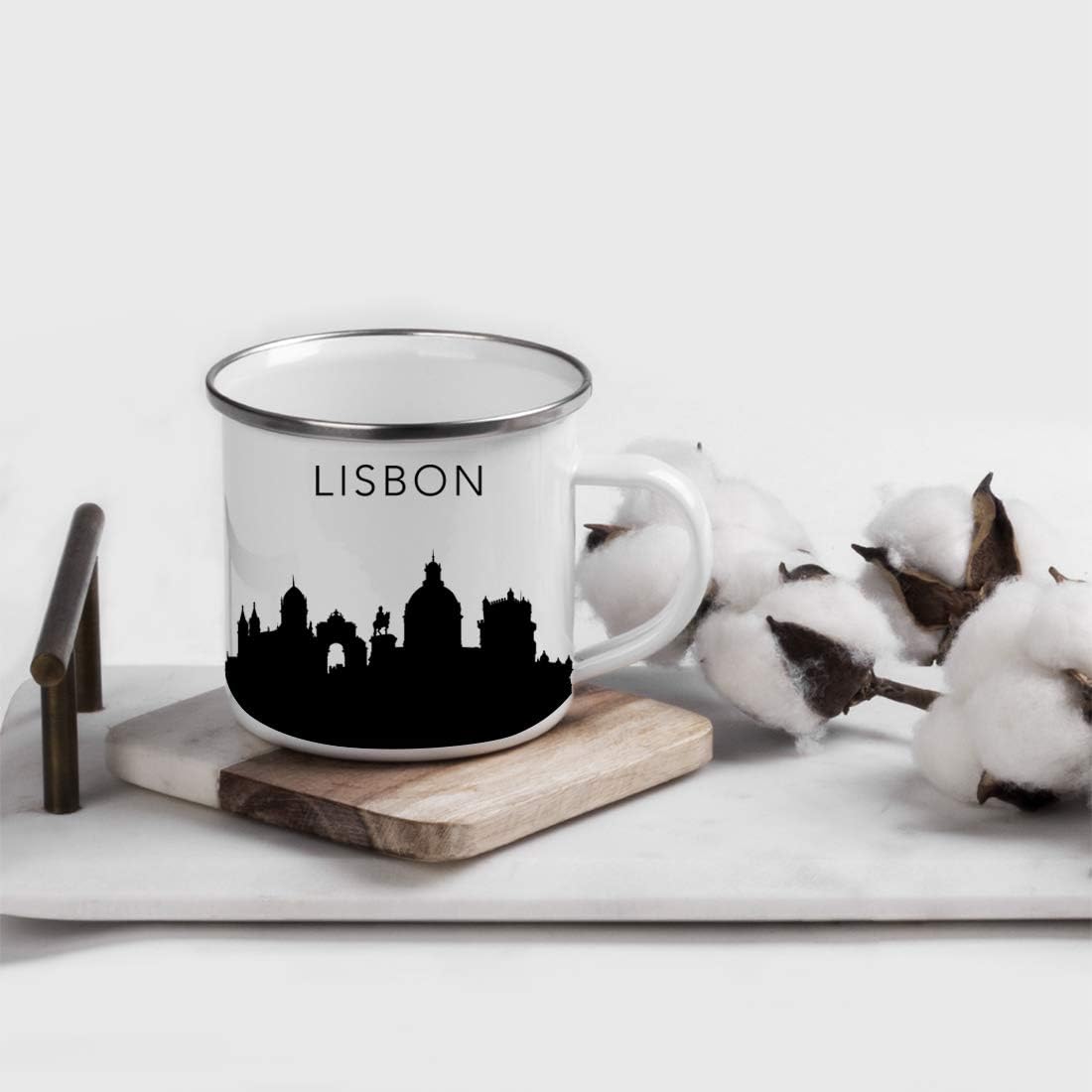 11oz. Tourist Travel Souvenir Stainless Steel Campfire Coffee Mug Gift, London Skyline, 1-Pack, Enamel Camping Cup Christmas Birthday Study Abroad Graduation, Includes Gift Box