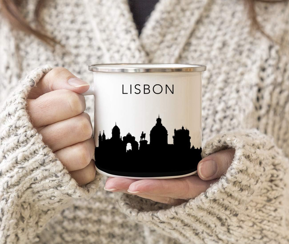 11oz. Tourist Travel Souvenir Stainless Steel Campfire Coffee Mug Gift, London Skyline, 1-Pack, Enamel Camping Cup Christmas Birthday Study Abroad Graduation, Includes Gift Box