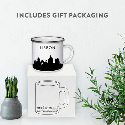 11oz. Tourist Travel Souvenir Stainless Steel Campfire Coffee Mug Gift, London Skyline, 1-Pack, Enamel Camping Cup Christmas Birthday Study Abroad Graduation, Includes Gift Box