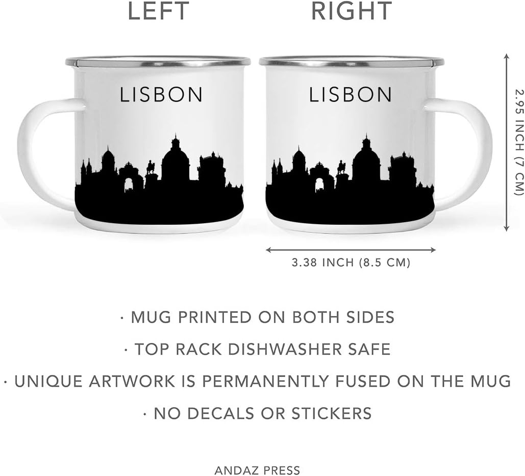 11oz. Tourist Travel Souvenir Stainless Steel Campfire Coffee Mug Gift, London Skyline, 1-Pack, Enamel Camping Cup Christmas Birthday Study Abroad Graduation, Includes Gift Box