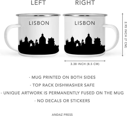 11oz. Tourist Travel Souvenir Stainless Steel Campfire Coffee Mug Gift, London Skyline, 1-Pack, Enamel Camping Cup Christmas Birthday Study Abroad Graduation, Includes Gift Box