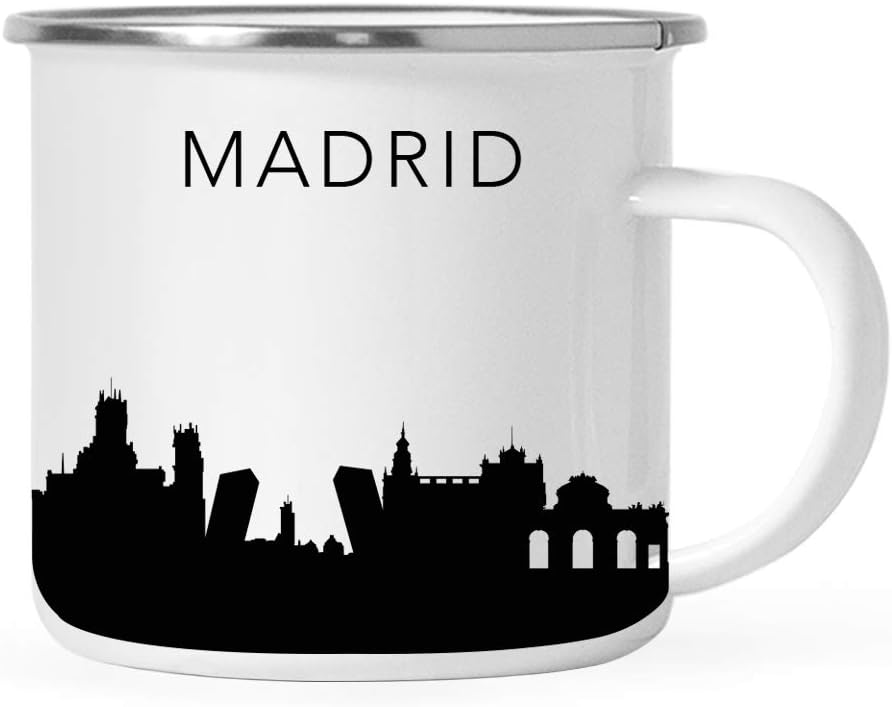 11oz. Tourist Travel Souvenir Stainless Steel Campfire Coffee Mug Gift, London Skyline, 1-Pack, Enamel Camping Cup Christmas Birthday Study Abroad Graduation, Includes Gift Box