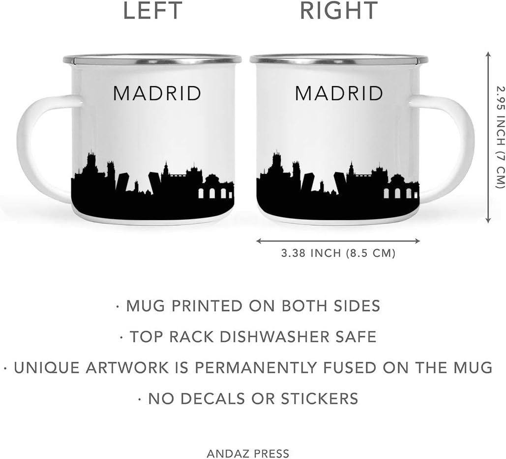 11oz. Tourist Travel Souvenir Stainless Steel Campfire Coffee Mug Gift, London Skyline, 1-Pack, Enamel Camping Cup Christmas Birthday Study Abroad Graduation, Includes Gift Box