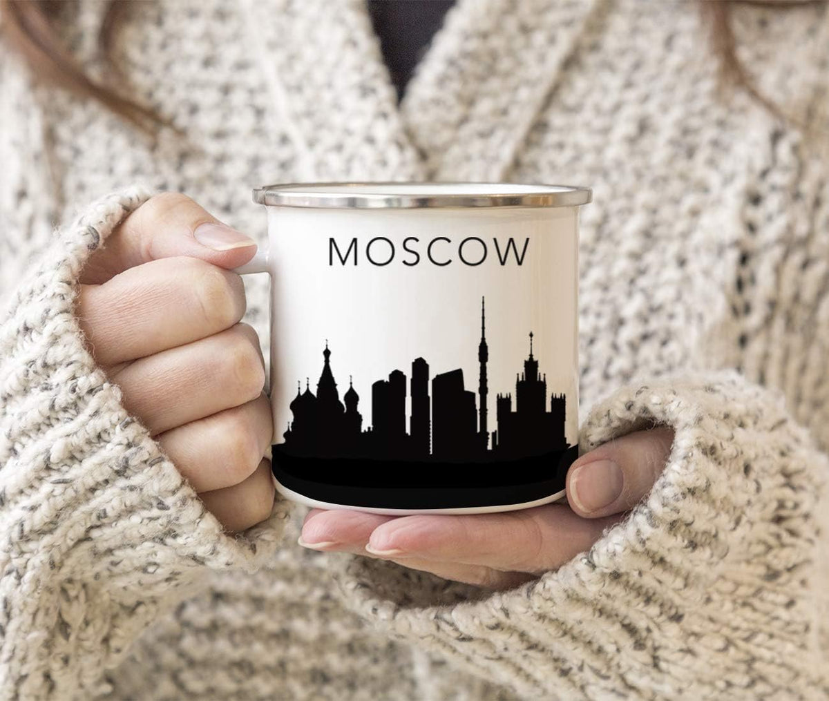 11oz. Tourist Travel Souvenir Stainless Steel Campfire Coffee Mug Gift, London Skyline, 1-Pack, Enamel Camping Cup Christmas Birthday Study Abroad Graduation, Includes Gift Box