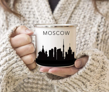 11oz. Tourist Travel Souvenir Stainless Steel Campfire Coffee Mug Gift, London Skyline, 1-Pack, Enamel Camping Cup Christmas Birthday Study Abroad Graduation, Includes Gift Box