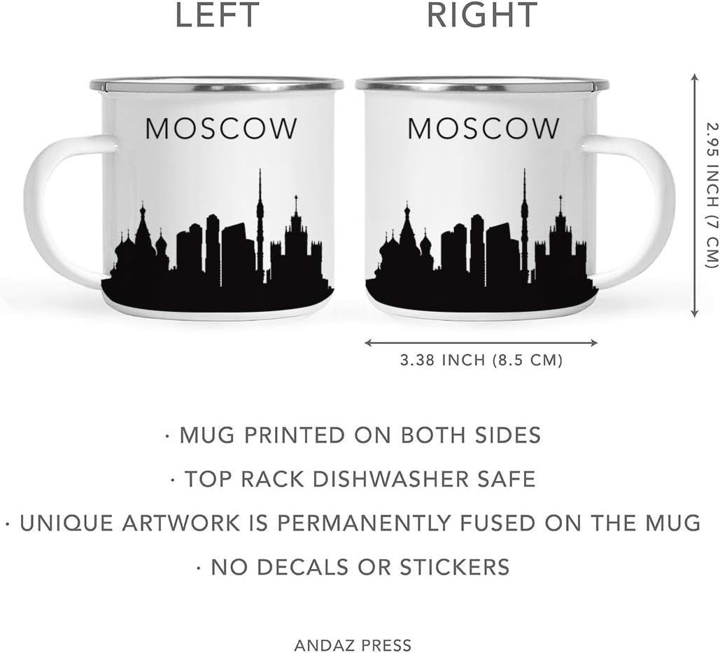 11oz. Tourist Travel Souvenir Stainless Steel Campfire Coffee Mug Gift, London Skyline, 1-Pack, Enamel Camping Cup Christmas Birthday Study Abroad Graduation, Includes Gift Box