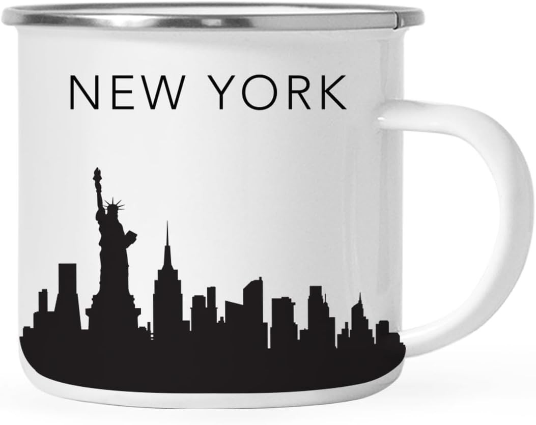 11oz. Tourist Travel Souvenir Stainless Steel Campfire Coffee Mug Gift, London Skyline, 1-Pack, Enamel Camping Cup Christmas Birthday Study Abroad Graduation, Includes Gift Box