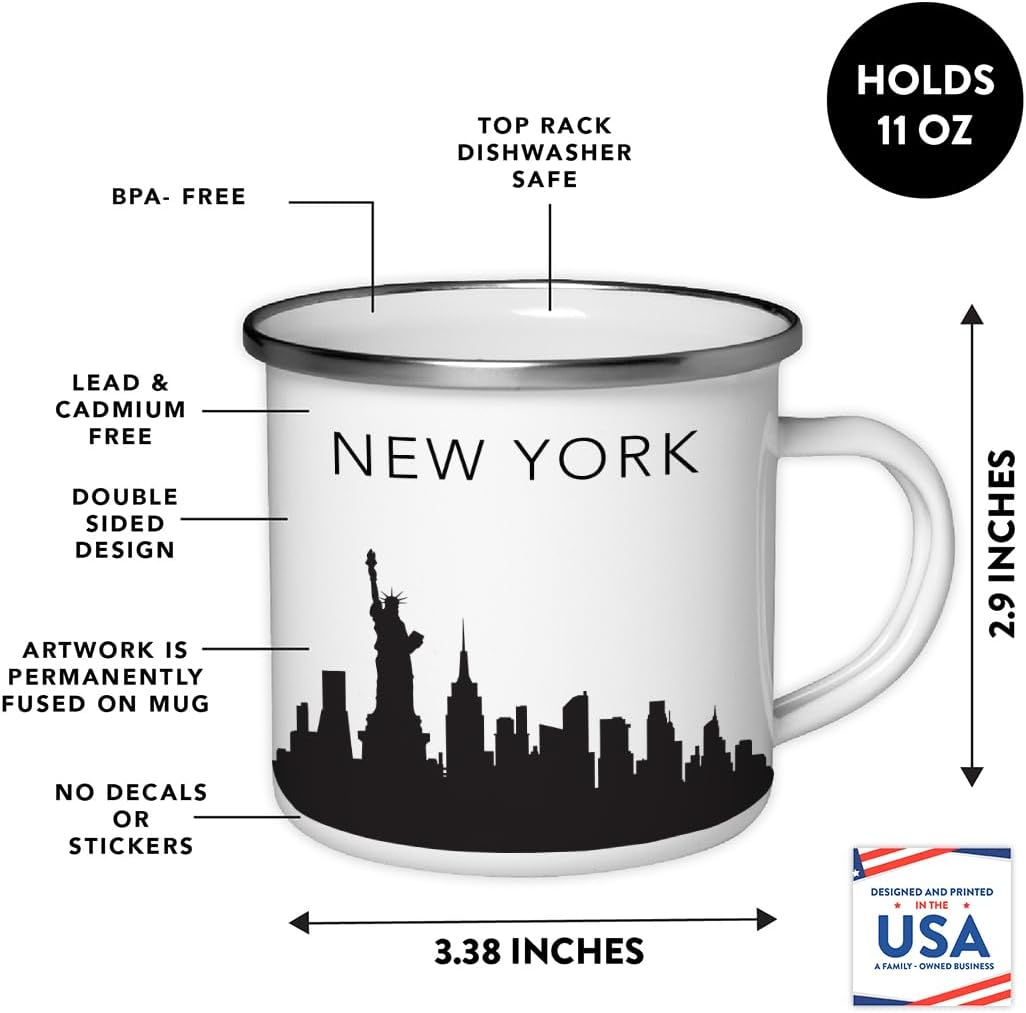 11oz. Tourist Travel Souvenir Stainless Steel Campfire Coffee Mug Gift, London Skyline, 1-Pack, Enamel Camping Cup Christmas Birthday Study Abroad Graduation, Includes Gift Box