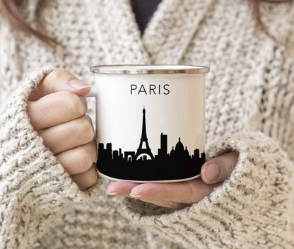 11oz. Tourist Travel Souvenir Stainless Steel Campfire Coffee Mug Gift, London Skyline, 1-Pack, Enamel Camping Cup Christmas Birthday Study Abroad Graduation, Includes Gift Box