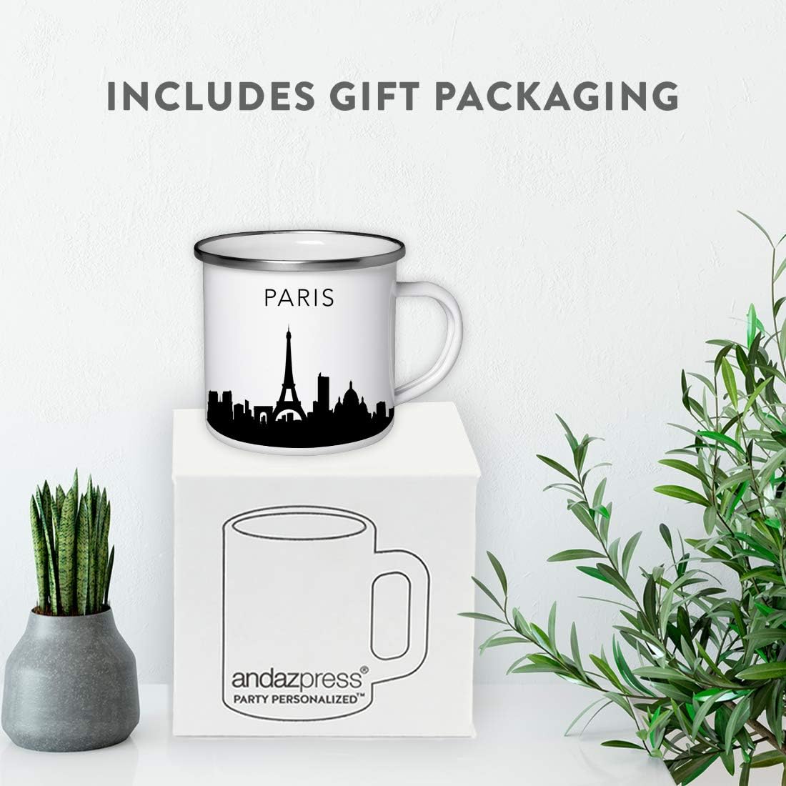 11oz. Tourist Travel Souvenir Stainless Steel Campfire Coffee Mug Gift, London Skyline, 1-Pack, Enamel Camping Cup Christmas Birthday Study Abroad Graduation, Includes Gift Box