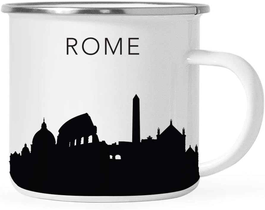 11oz. Tourist Travel Souvenir Stainless Steel Campfire Coffee Mug Gift, London Skyline, 1-Pack, Enamel Camping Cup Christmas Birthday Study Abroad Graduation, Includes Gift Box