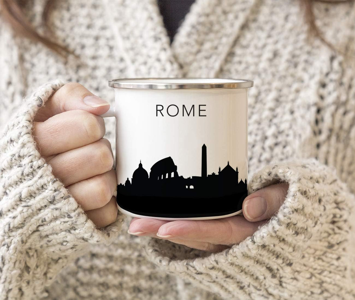 11oz. Tourist Travel Souvenir Stainless Steel Campfire Coffee Mug Gift, London Skyline, 1-Pack, Enamel Camping Cup Christmas Birthday Study Abroad Graduation, Includes Gift Box