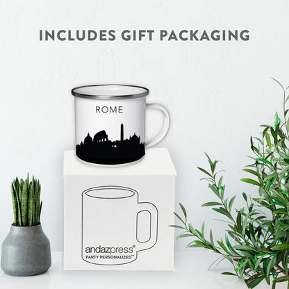 11oz. Tourist Travel Souvenir Stainless Steel Campfire Coffee Mug Gift, London Skyline, 1-Pack, Enamel Camping Cup Christmas Birthday Study Abroad Graduation, Includes Gift Box