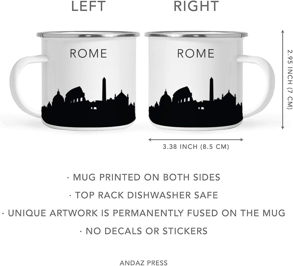 11oz. Tourist Travel Souvenir Stainless Steel Campfire Coffee Mug Gift, London Skyline, 1-Pack, Enamel Camping Cup Christmas Birthday Study Abroad Graduation, Includes Gift Box