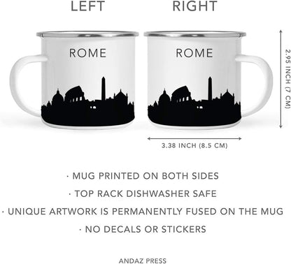 11oz. Tourist Travel Souvenir Stainless Steel Campfire Coffee Mug Gift, London Skyline, 1-Pack, Enamel Camping Cup Christmas Birthday Study Abroad Graduation, Includes Gift Box