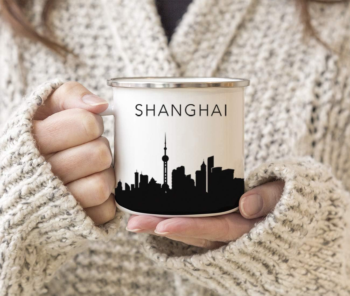 11oz. Tourist Travel Souvenir Stainless Steel Campfire Coffee Mug Gift, London Skyline, 1-Pack, Enamel Camping Cup Christmas Birthday Study Abroad Graduation, Includes Gift Box