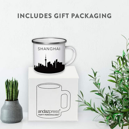 11oz. Tourist Travel Souvenir Stainless Steel Campfire Coffee Mug Gift, London Skyline, 1-Pack, Enamel Camping Cup Christmas Birthday Study Abroad Graduation, Includes Gift Box