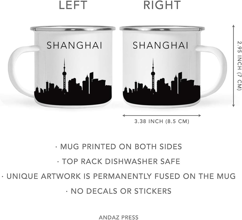 11oz. Tourist Travel Souvenir Stainless Steel Campfire Coffee Mug Gift, London Skyline, 1-Pack, Enamel Camping Cup Christmas Birthday Study Abroad Graduation, Includes Gift Box