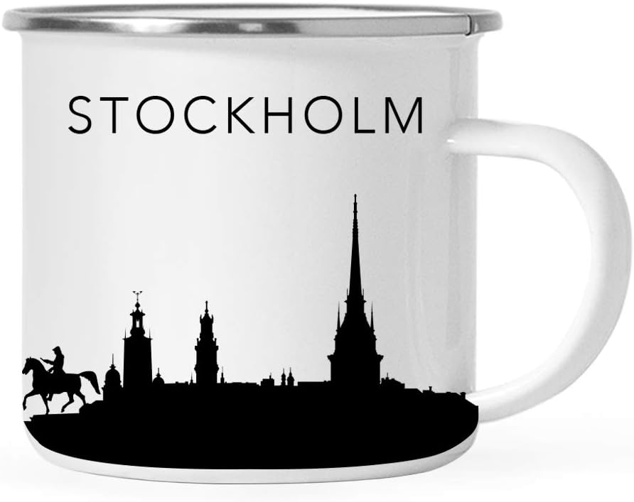 11oz. Tourist Travel Souvenir Stainless Steel Campfire Coffee Mug Gift, London Skyline, 1-Pack, Enamel Camping Cup Christmas Birthday Study Abroad Graduation, Includes Gift Box