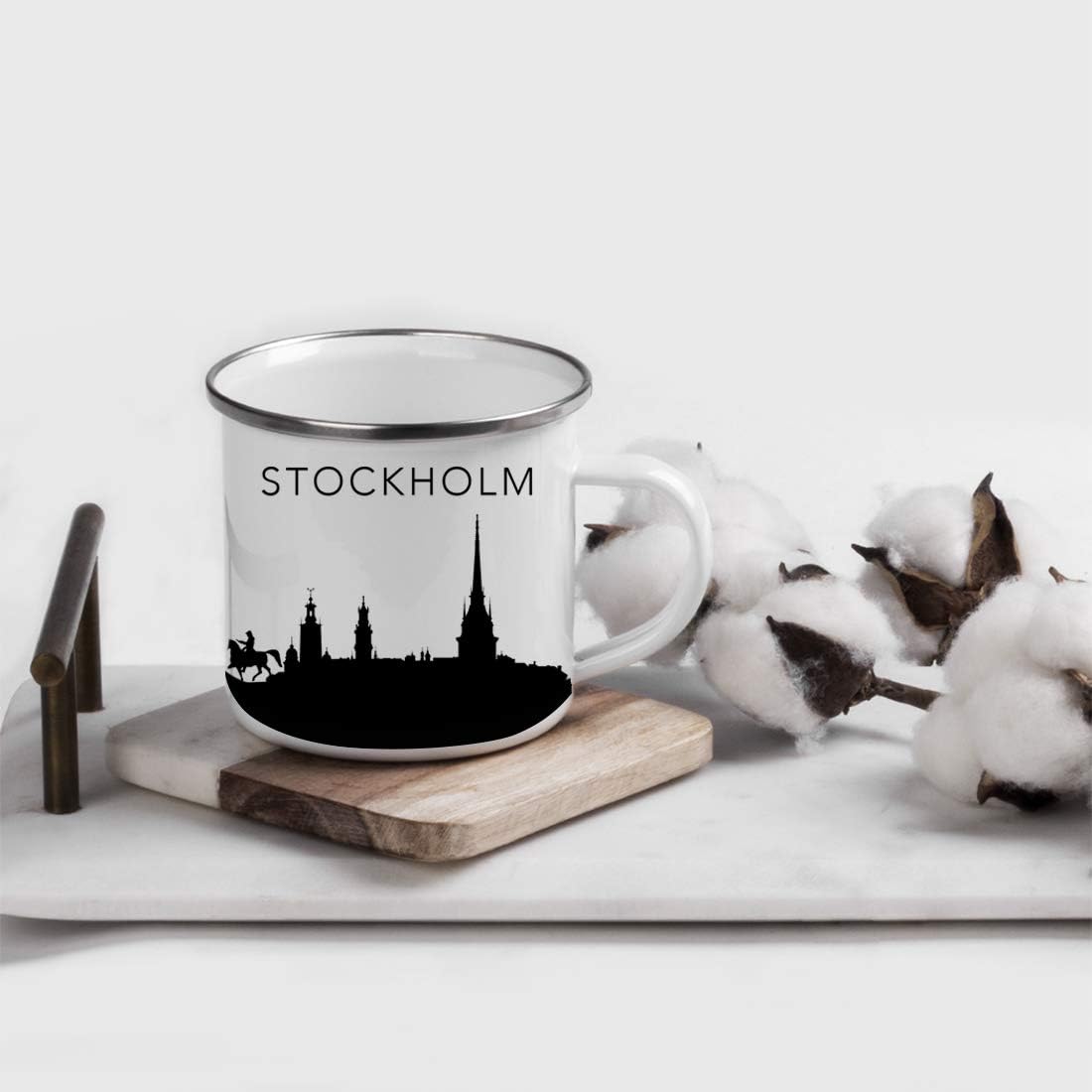 11oz. Tourist Travel Souvenir Stainless Steel Campfire Coffee Mug Gift, London Skyline, 1-Pack, Enamel Camping Cup Christmas Birthday Study Abroad Graduation, Includes Gift Box