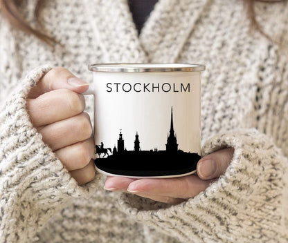 11oz. Tourist Travel Souvenir Stainless Steel Campfire Coffee Mug Gift, London Skyline, 1-Pack, Enamel Camping Cup Christmas Birthday Study Abroad Graduation, Includes Gift Box