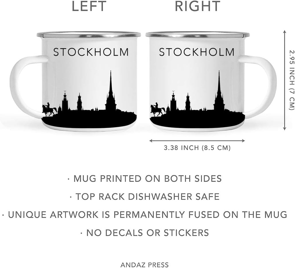 11oz. Tourist Travel Souvenir Stainless Steel Campfire Coffee Mug Gift, London Skyline, 1-Pack, Enamel Camping Cup Christmas Birthday Study Abroad Graduation, Includes Gift Box