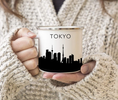 11oz. Tourist Travel Souvenir Stainless Steel Campfire Coffee Mug Gift, London Skyline, 1-Pack, Enamel Camping Cup Christmas Birthday Study Abroad Graduation, Includes Gift Box