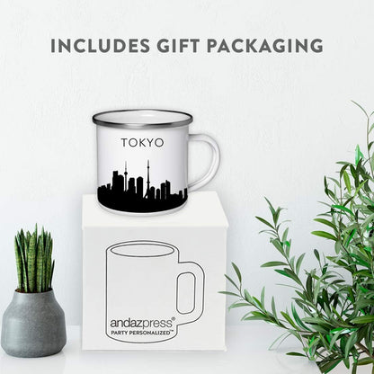 11oz. Tourist Travel Souvenir Stainless Steel Campfire Coffee Mug Gift, London Skyline, 1-Pack, Enamel Camping Cup Christmas Birthday Study Abroad Graduation, Includes Gift Box