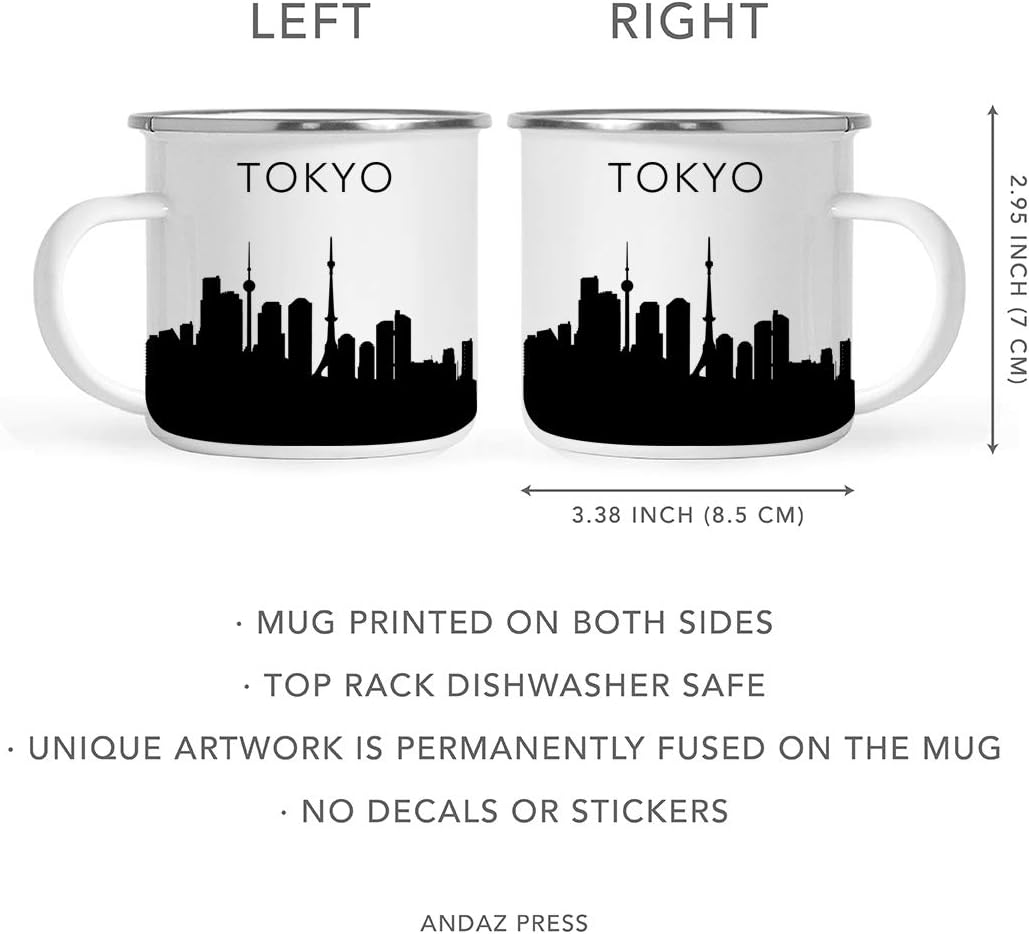 11oz. Tourist Travel Souvenir Stainless Steel Campfire Coffee Mug Gift, London Skyline, 1-Pack, Enamel Camping Cup Christmas Birthday Study Abroad Graduation, Includes Gift Box