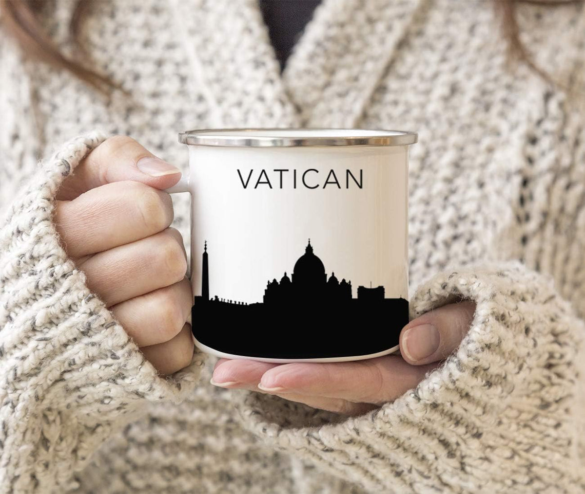 11oz. Tourist Travel Souvenir Stainless Steel Campfire Coffee Mug Gift, London Skyline, 1-Pack, Enamel Camping Cup Christmas Birthday Study Abroad Graduation, Includes Gift Box