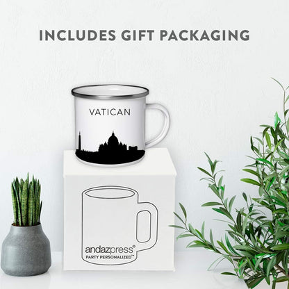 11oz. Tourist Travel Souvenir Stainless Steel Campfire Coffee Mug Gift, London Skyline, 1-Pack, Enamel Camping Cup Christmas Birthday Study Abroad Graduation, Includes Gift Box