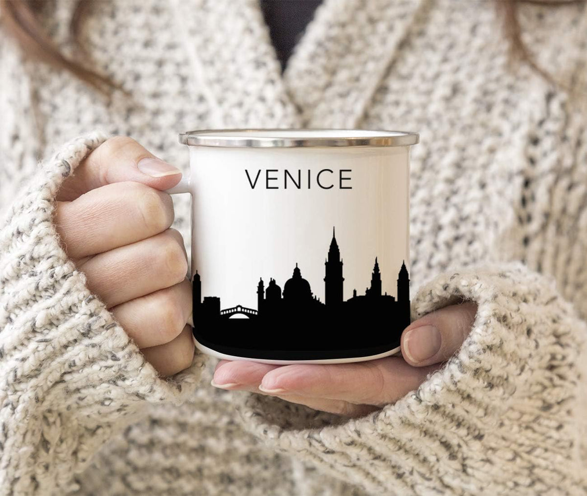 11oz. Tourist Travel Souvenir Stainless Steel Campfire Coffee Mug Gift, London Skyline, 1-Pack, Enamel Camping Cup Christmas Birthday Study Abroad Graduation, Includes Gift Box